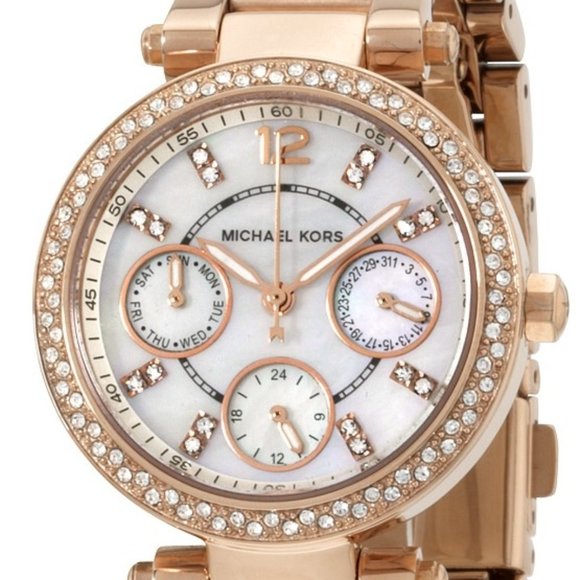 Michael Kors Women's Parker Mother of Pearl Dial Rose Gold Tone Watch - Picture 2 of 8